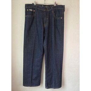 Vintage Mecca USA Mens Baggy Denim‎ Jeans Dark Indigo Blue Y2K Streetwear